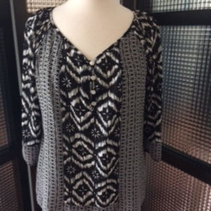 NEW Kim Rogers Black and White Long Sleeve Blouse